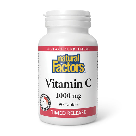 Front of Natural Factors Vitamin C 1000mg Time Release bottle with label
