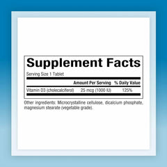 Natural Factors Vitamin D3 1000 IU bottle back label
