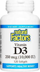 Natural Factors Vitamin D3 120 Softgels bottle on white background