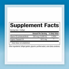 Close-up of Vitamin D3 bottle label