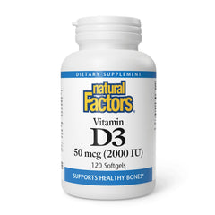 Natural Factors Vitamin D3 2000 IU bottle with 120 softgels