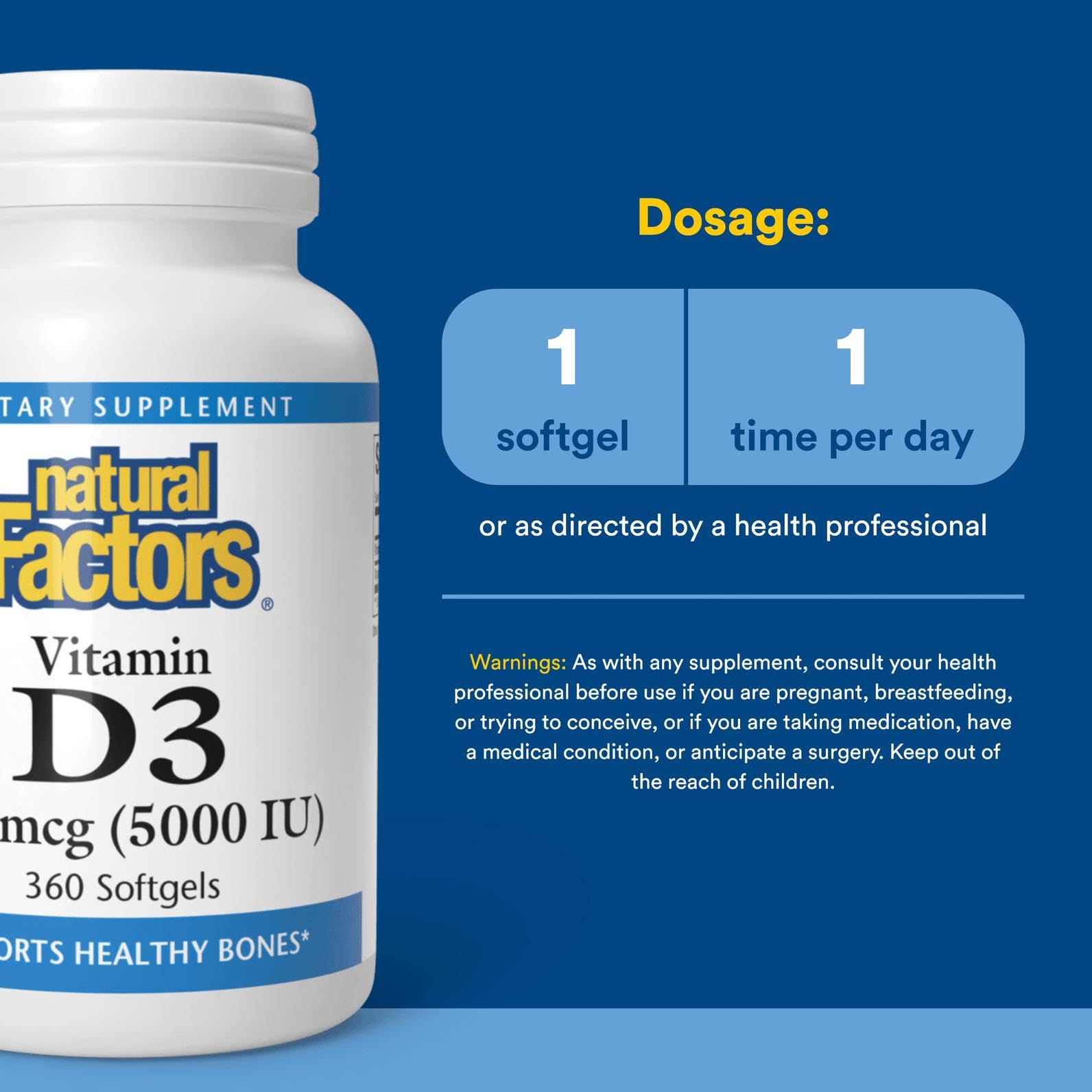 Natural Factors Vitamin D3 5000 IU label on bottle
