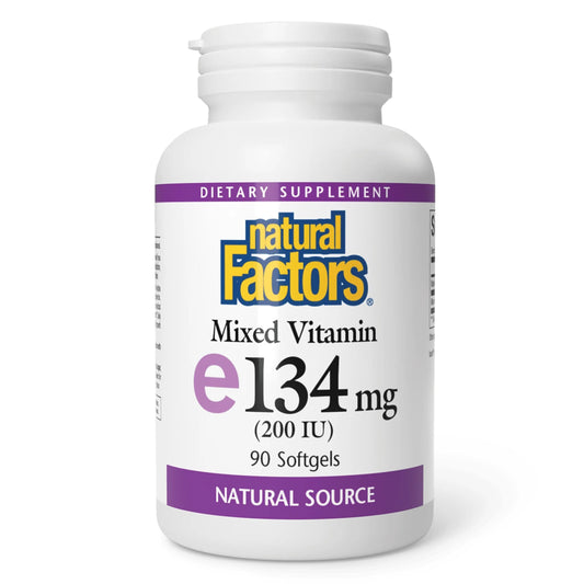Bottle of Natural Factors Vitamin E 200 IU softgels