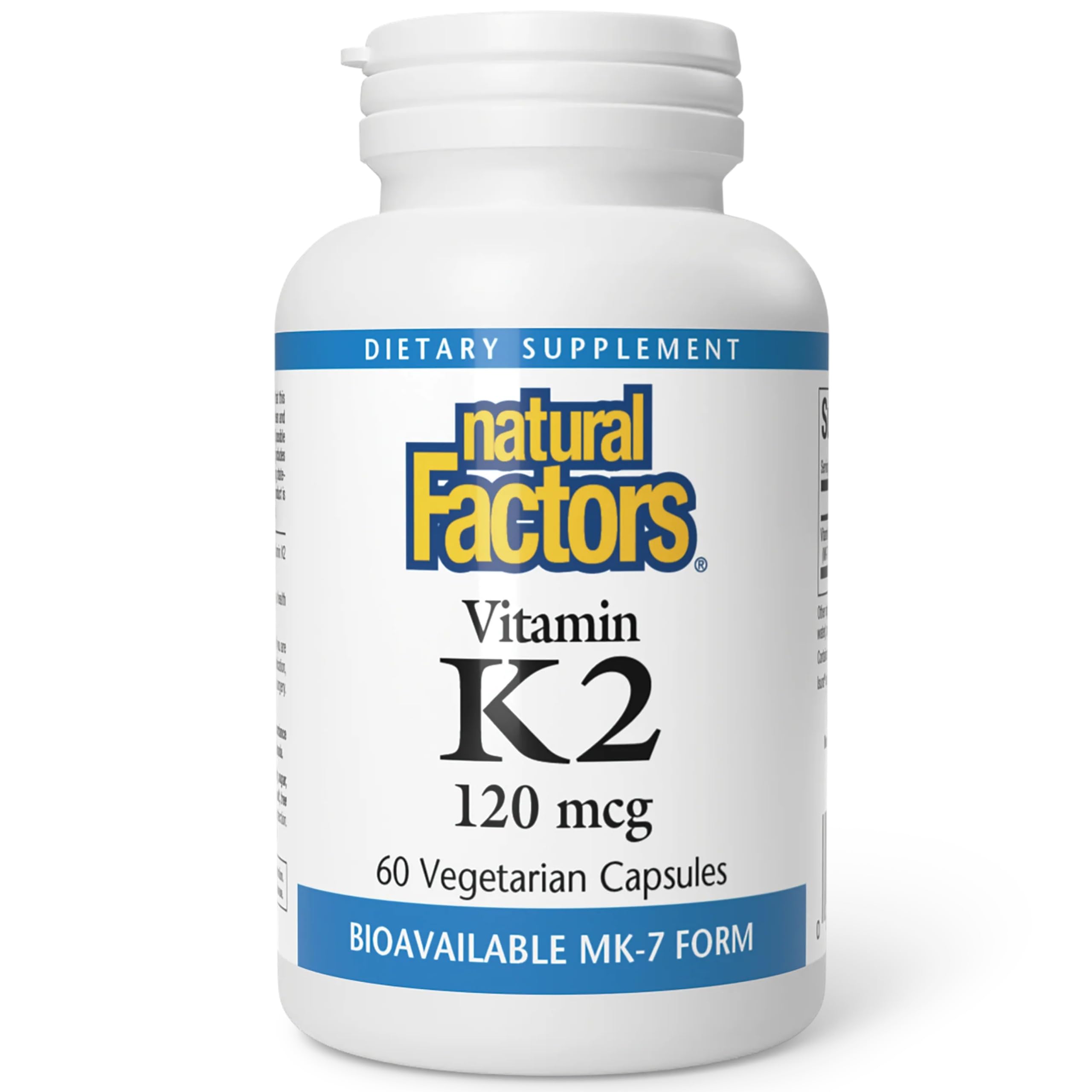 Front view of Natural Factors Vitamin K2 MK-7 bottle