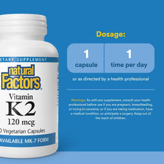 Close-up of Natural Factors Vitamin K2 MK-7 60 capsules