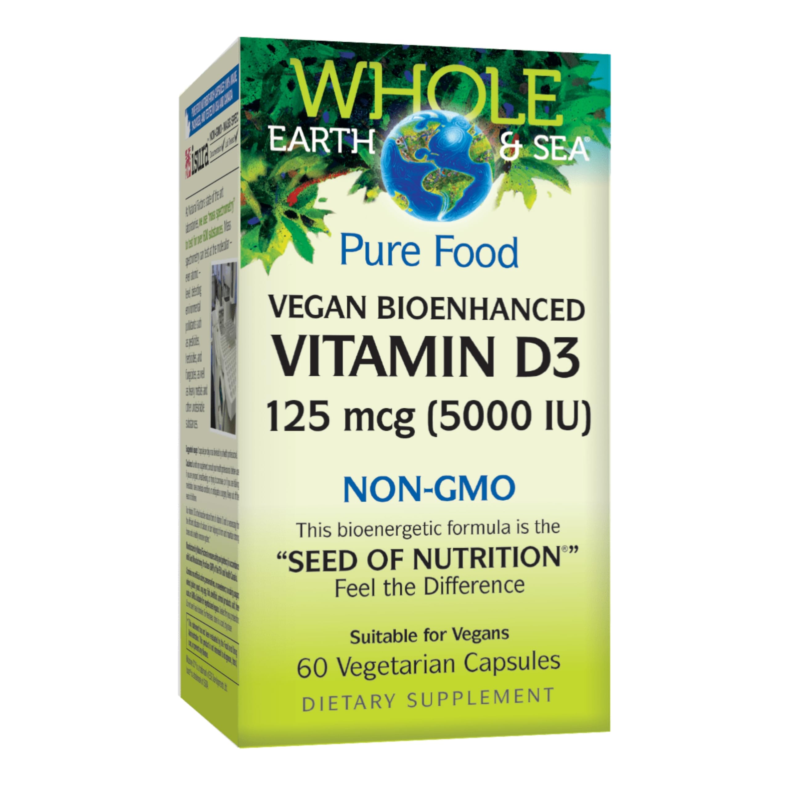 Natural Factors Whole Earth & Sea Vitamin D3 125 mcg (5,000 IU) vegan capsules