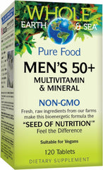 Bottle of Natural Factors Whole Earth & Sea Men's 50+ Multivitamin & Mineral – front view