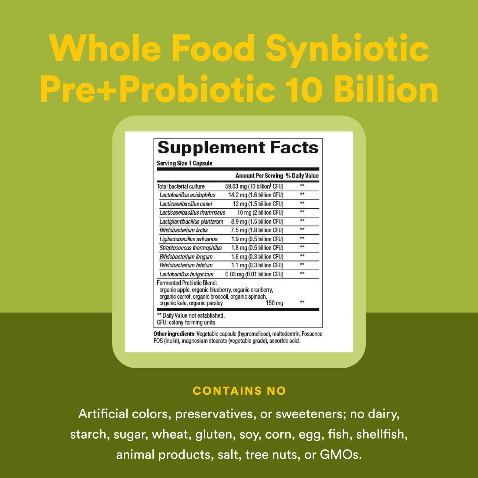 Plant-based probiotic supplement with organic prebiotics