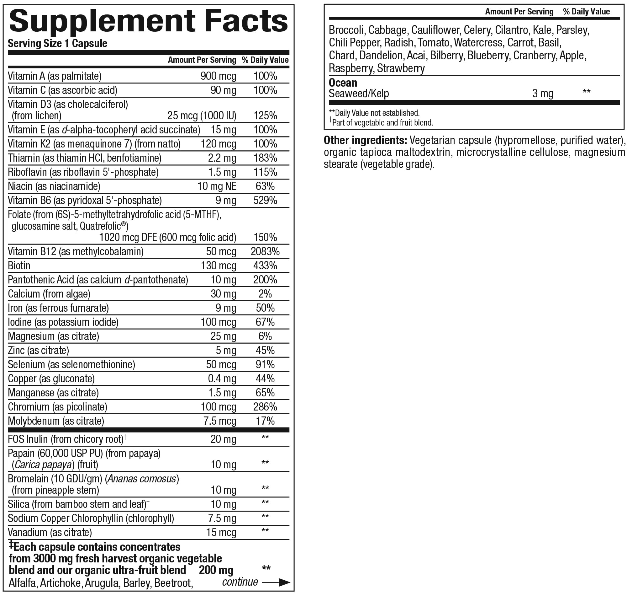Bottle of Natural Factors Whole Earth &amp; Sea Women's Once A Day Multivitamin &amp; Mineral with 60 vegetarian capsules