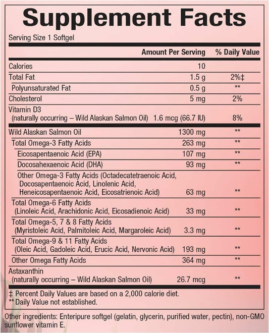 Close-up of salmon oil softgel capsules