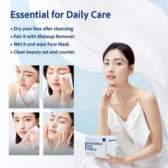 Soft textured disposable towels provide comfortable cleansing on sensitive facial skin.