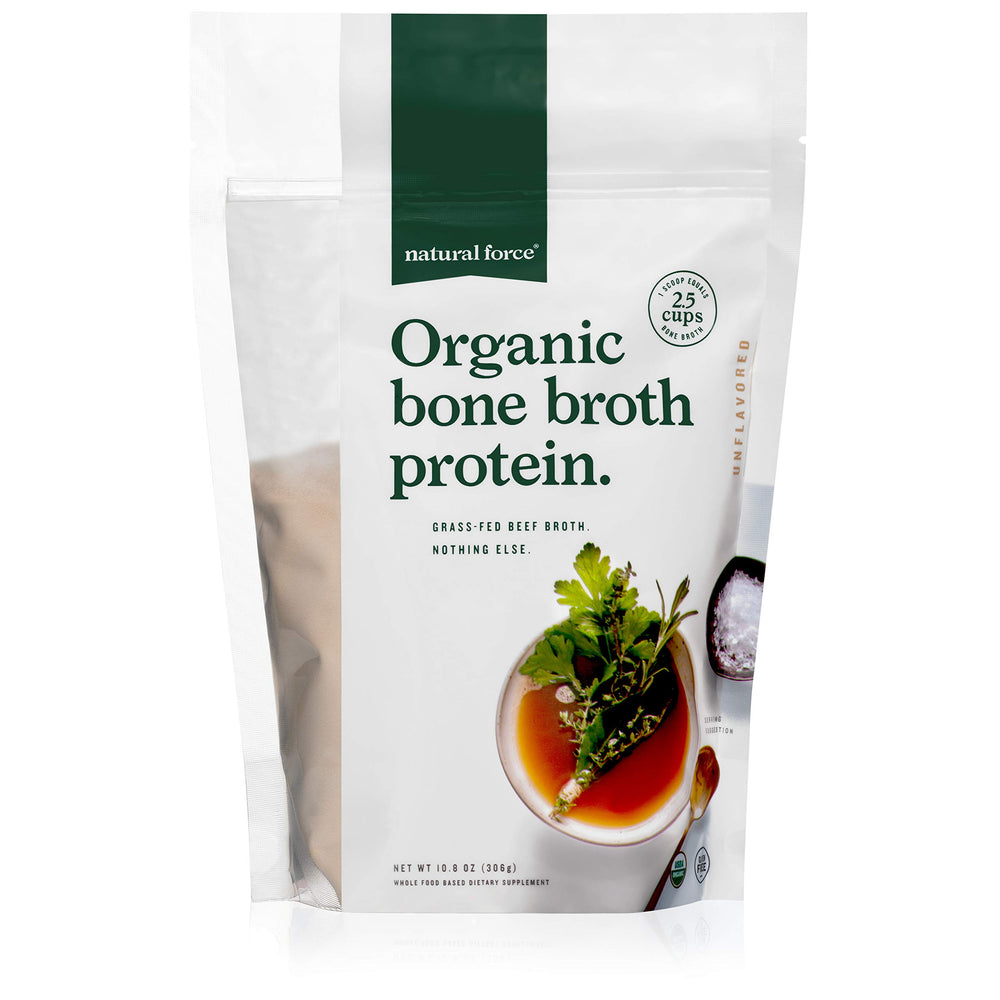 Natural Force Organic Bone Broth Protein powder tub