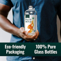 Natural Force eco-friendly packaging featuring recyclable glass and plant-based inks.