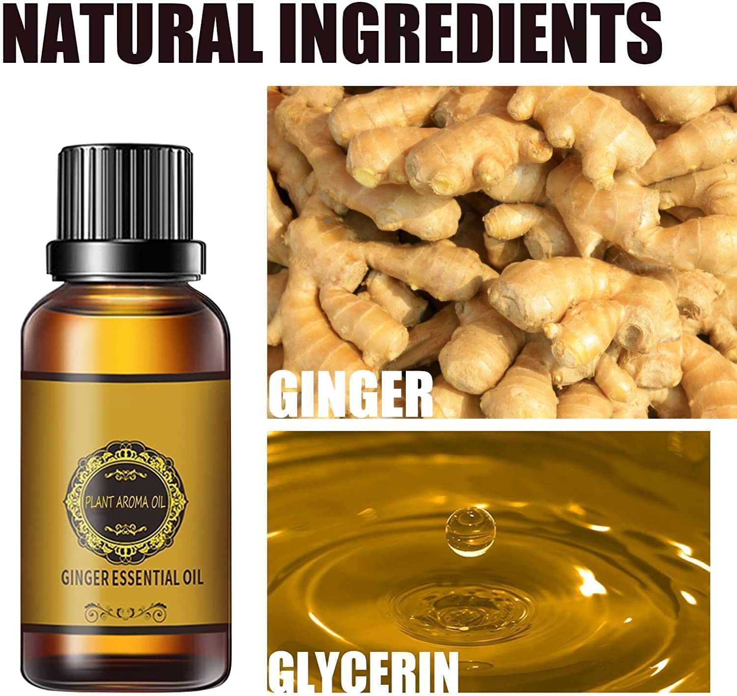 Natural ginger essential oil bottle