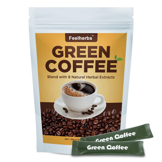 Natural Green Coffee product bottle highlighting metabolism and energy