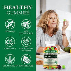 Icons representing organic ingredients including vitamins and omega fatty acids