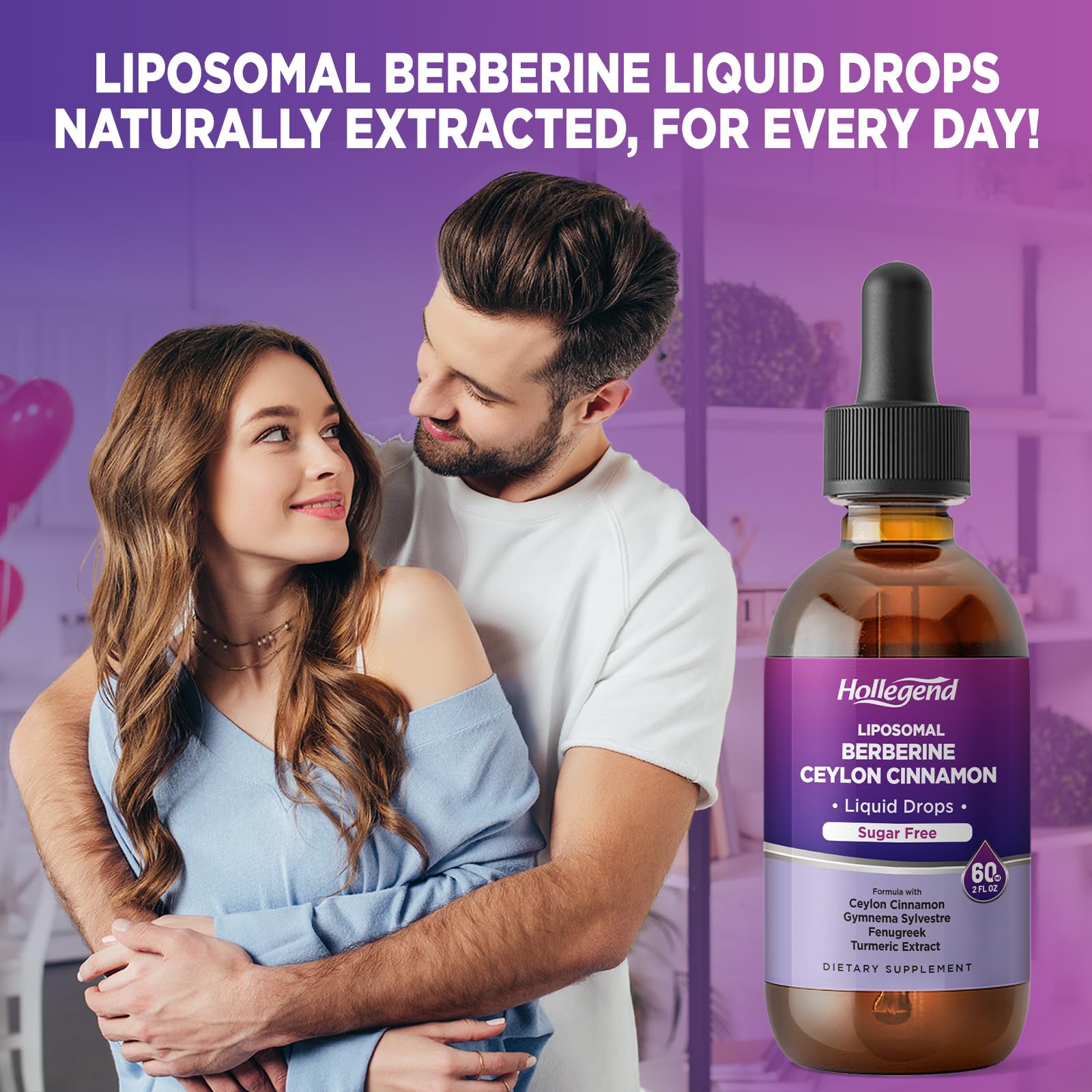 Natural lemon-flavored berberine drops bottle on countertop