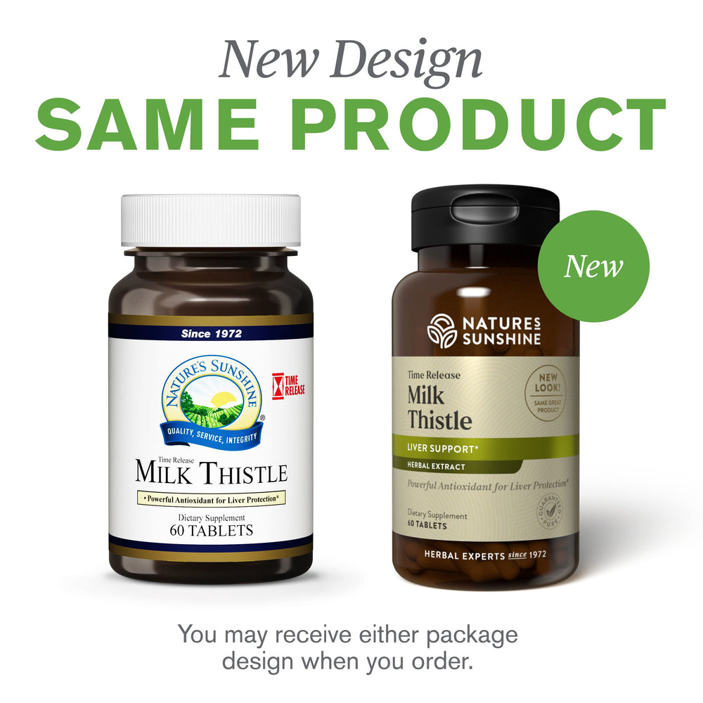 Natural milk thistle supplement bottle display