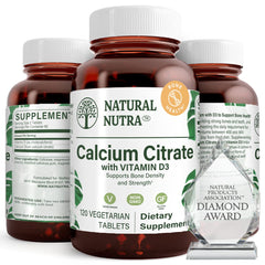Front view of Natural Nutra Calcium Citrate with Vitamin D3 bottle