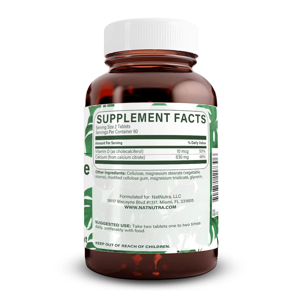 Calcium Citrate with Vitamin D3 label close-up