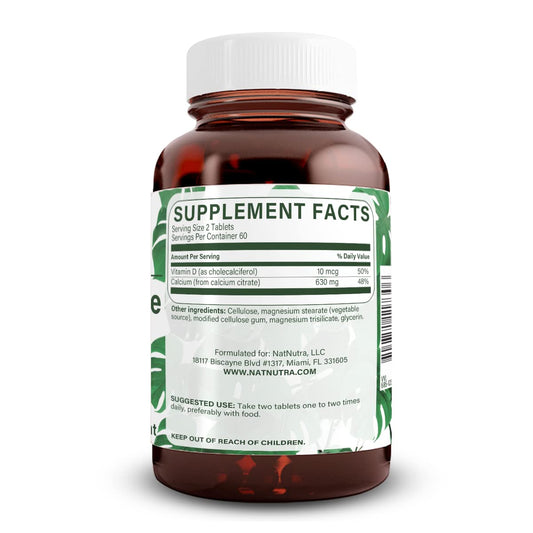 Calcium Citrate with Vitamin D3 label close-up