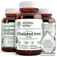 Natural Nutra Chelated Iron 90-tablet bottle label