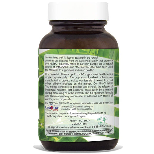 Close-up of Bilberry and Blueberry extract ingredients used in the supplement