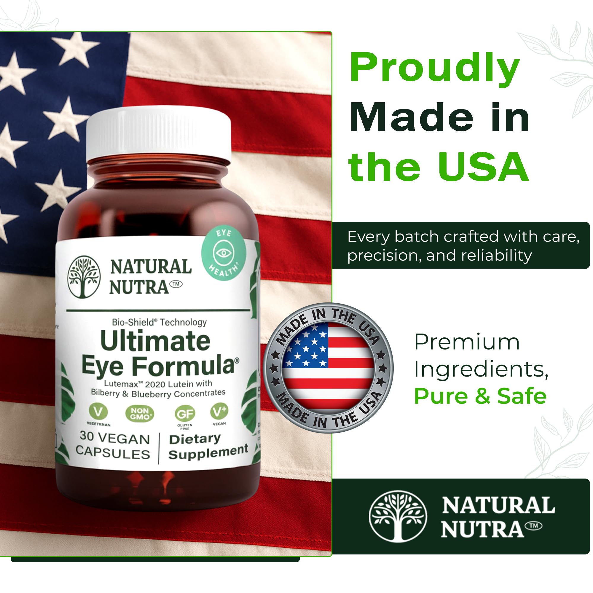 Two-pack of Natural Nutra eye health supplement bottles