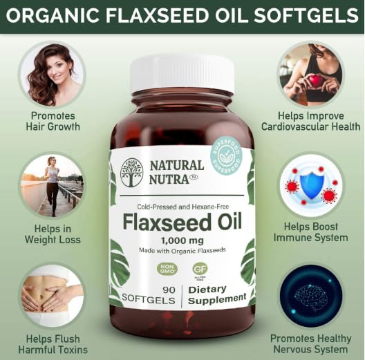 Graphic representing hair growth from flaxseed oil