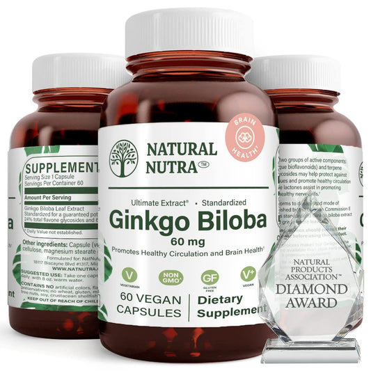 Natural Nutra Ginkgo Biloba bottle with 60 capsules