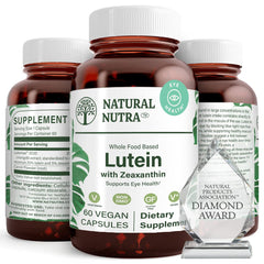 Natural Nutra Lutein & Zeaxanthin 60 capsules in gluten-free and soy-free formula in amber glass bottle