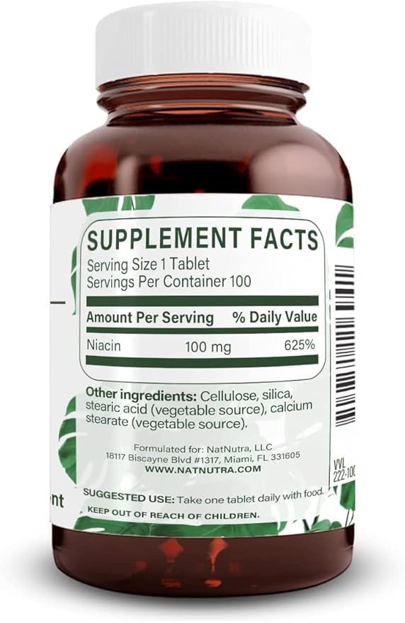 Close-up view of Niacin tablets