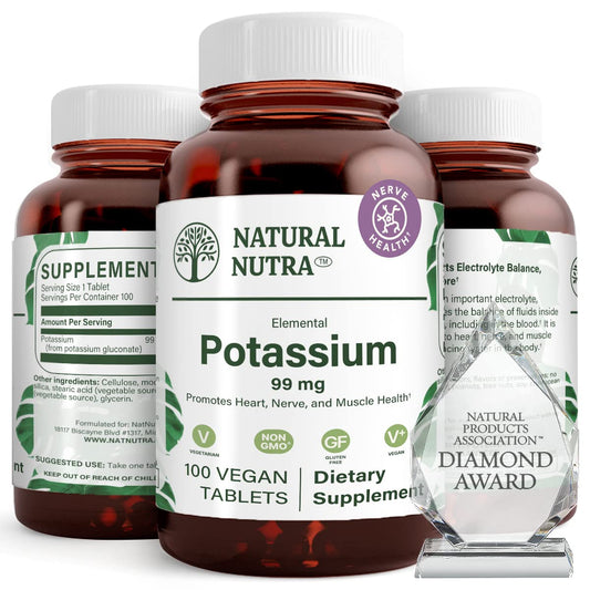 Natural Nutra Potassium Gluconate 99 mg vegan tablets bottle