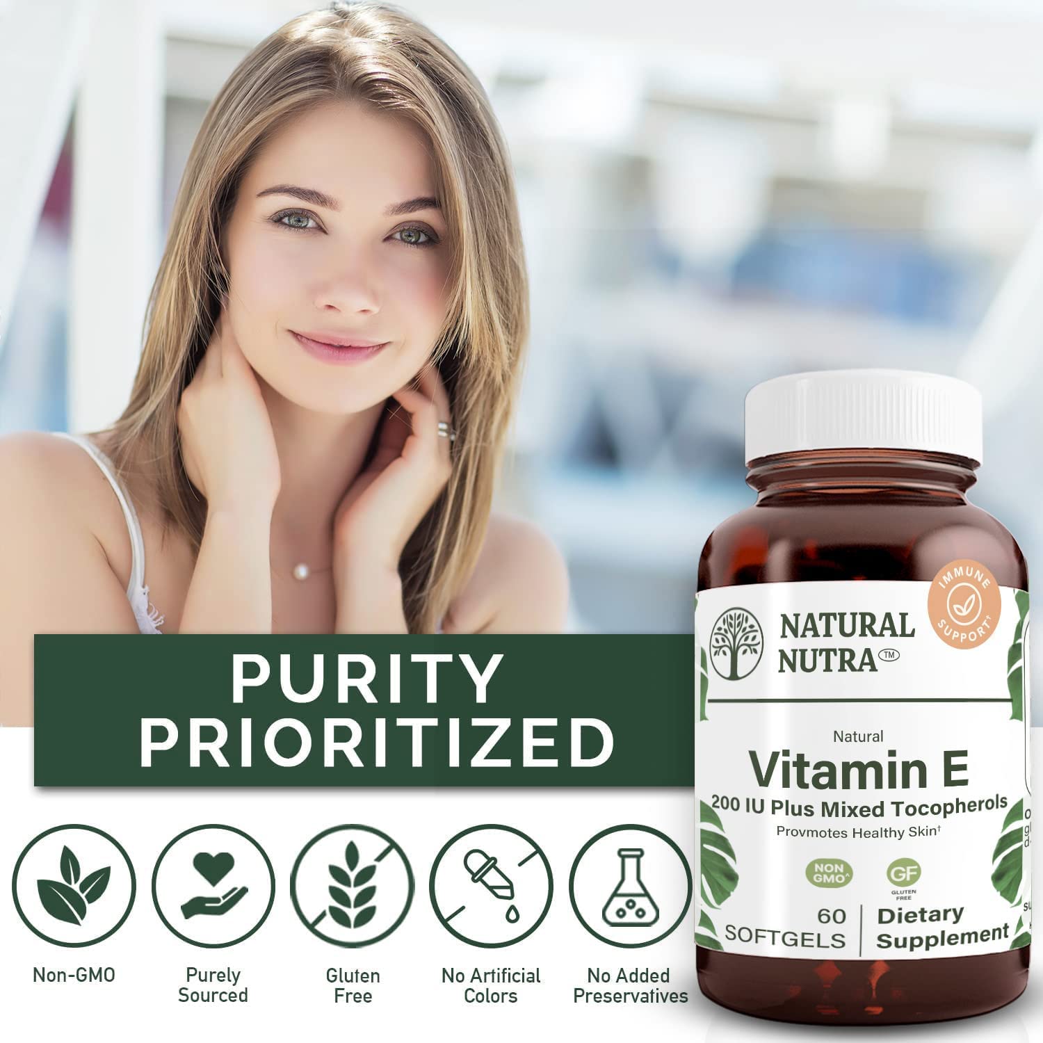 Graphic representing heart health with Vitamin E