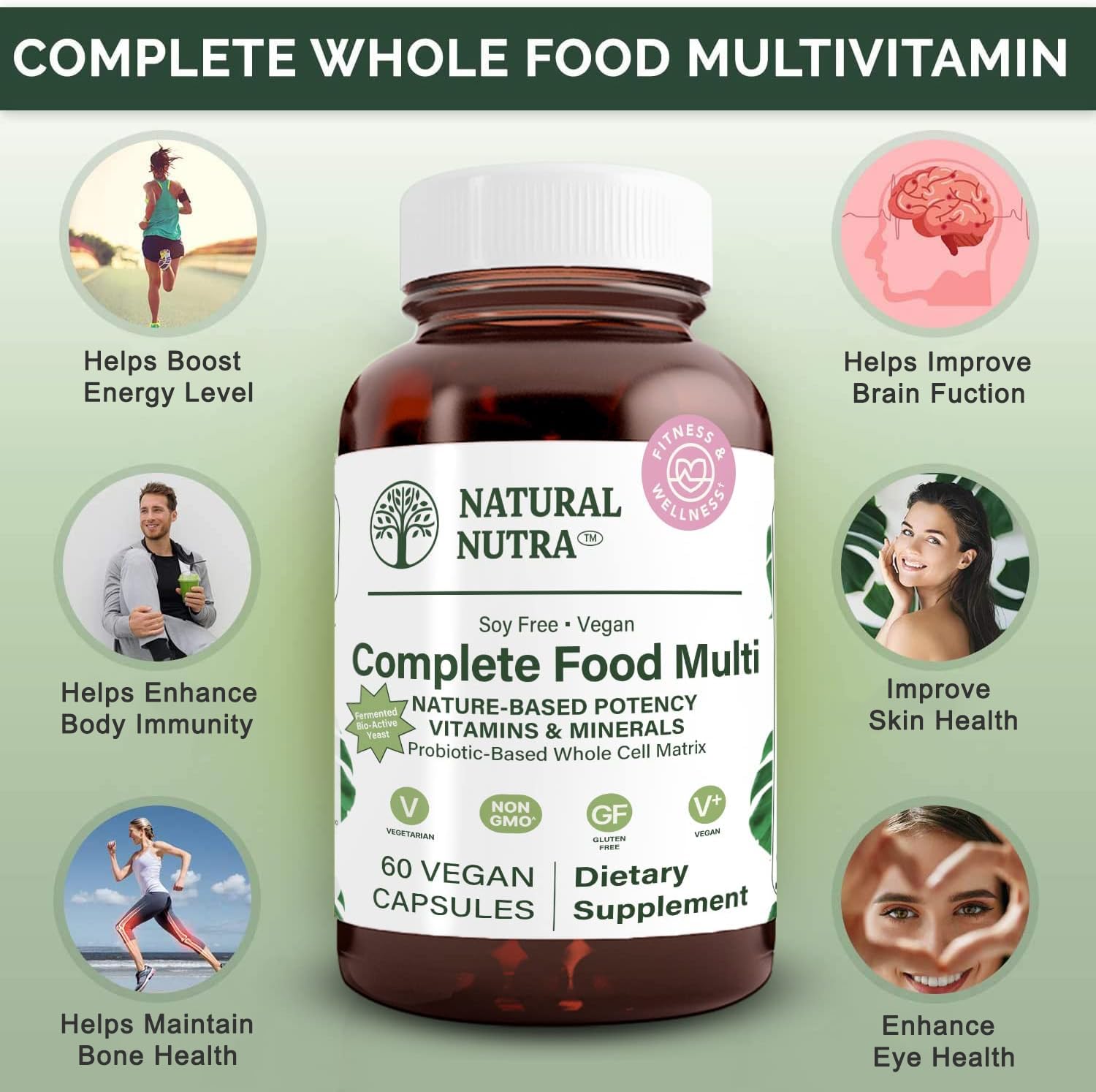 Whole food ingredients and green foods used in the formula