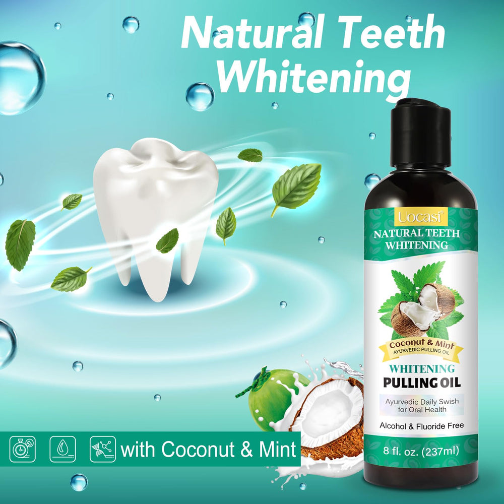 Ingredients and natural coconut oil in mouthwash for oral care
