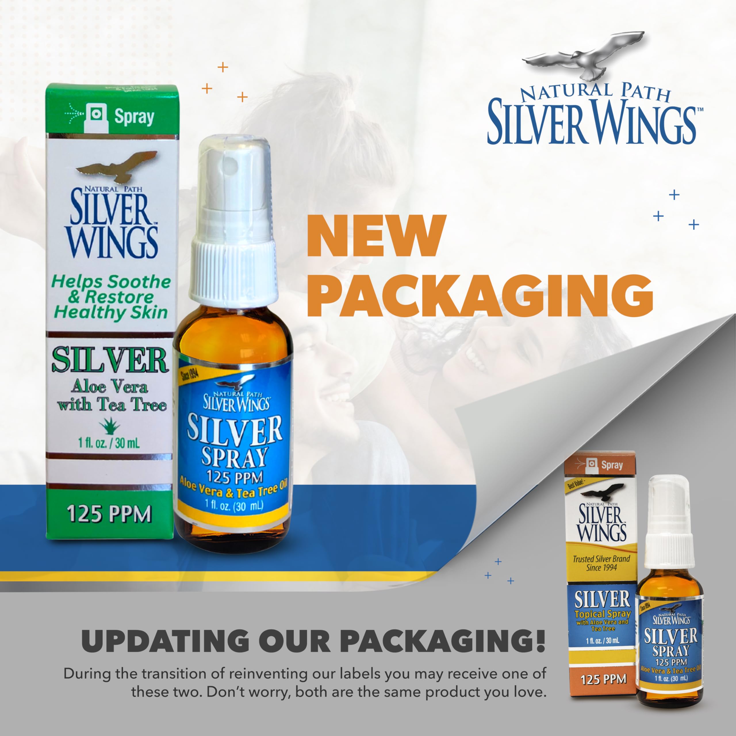 Natural Path Silver Wings 125ppm 1oz bottle – side view