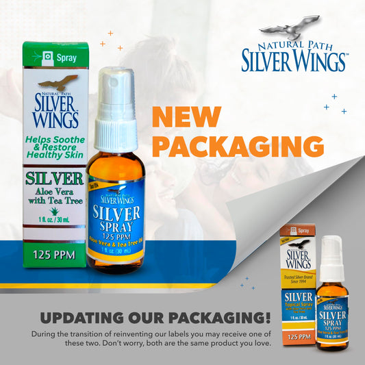 Natural Path Silver Wings 125ppm 1oz bottle – side view