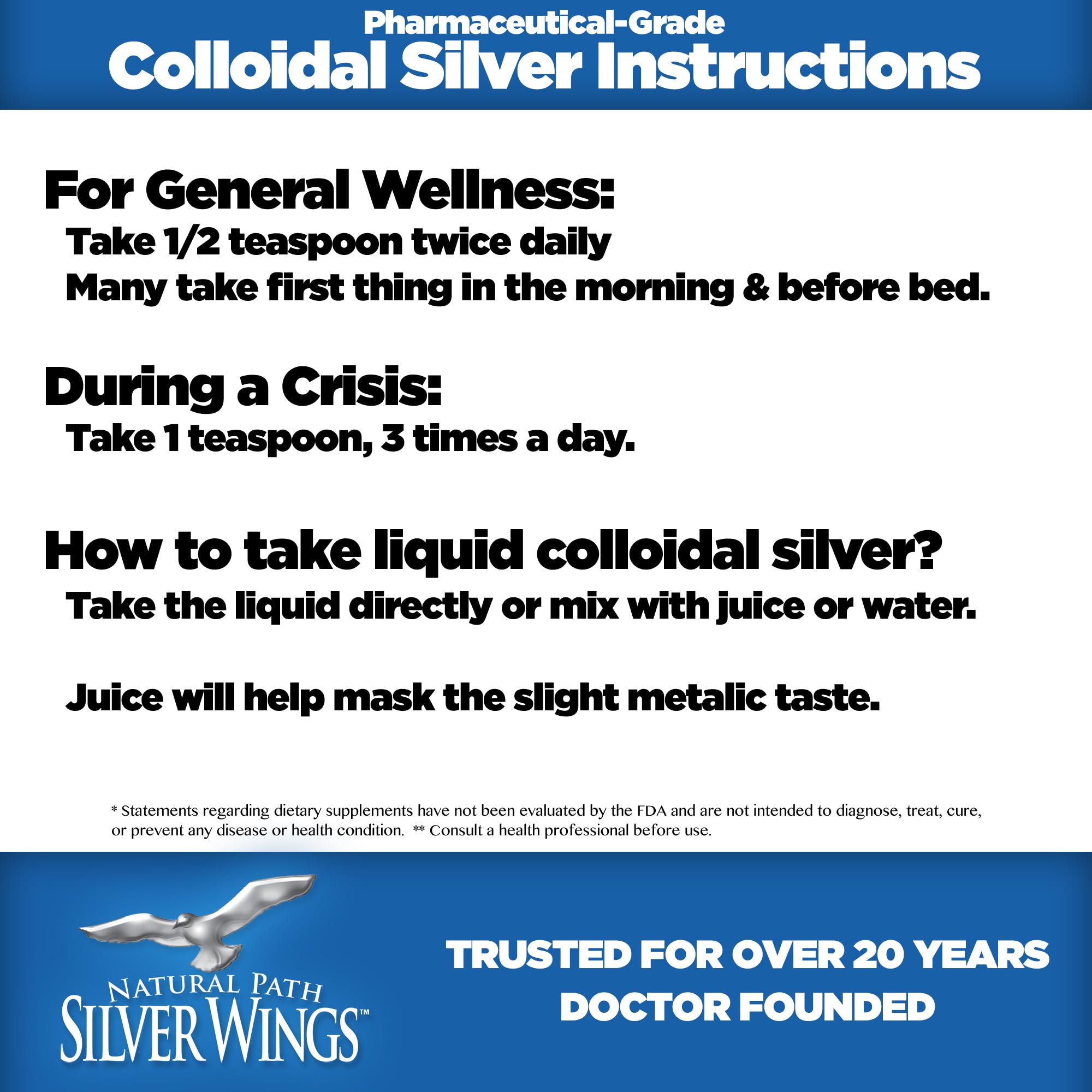 Natural Path Silver Wings 500ppm bottle close-up with clear labeling for informed use