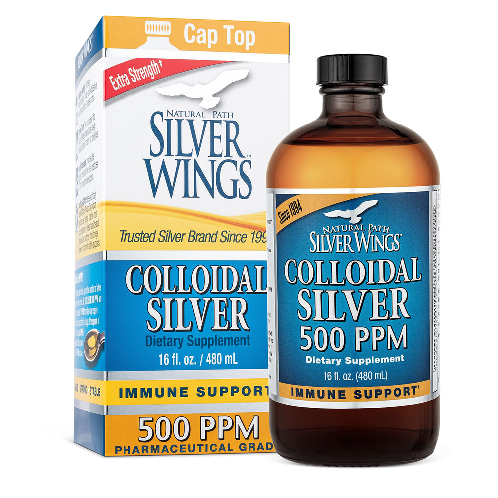 Natural Path Silver Wings 500ppm bottle in amber glass for daily wellness