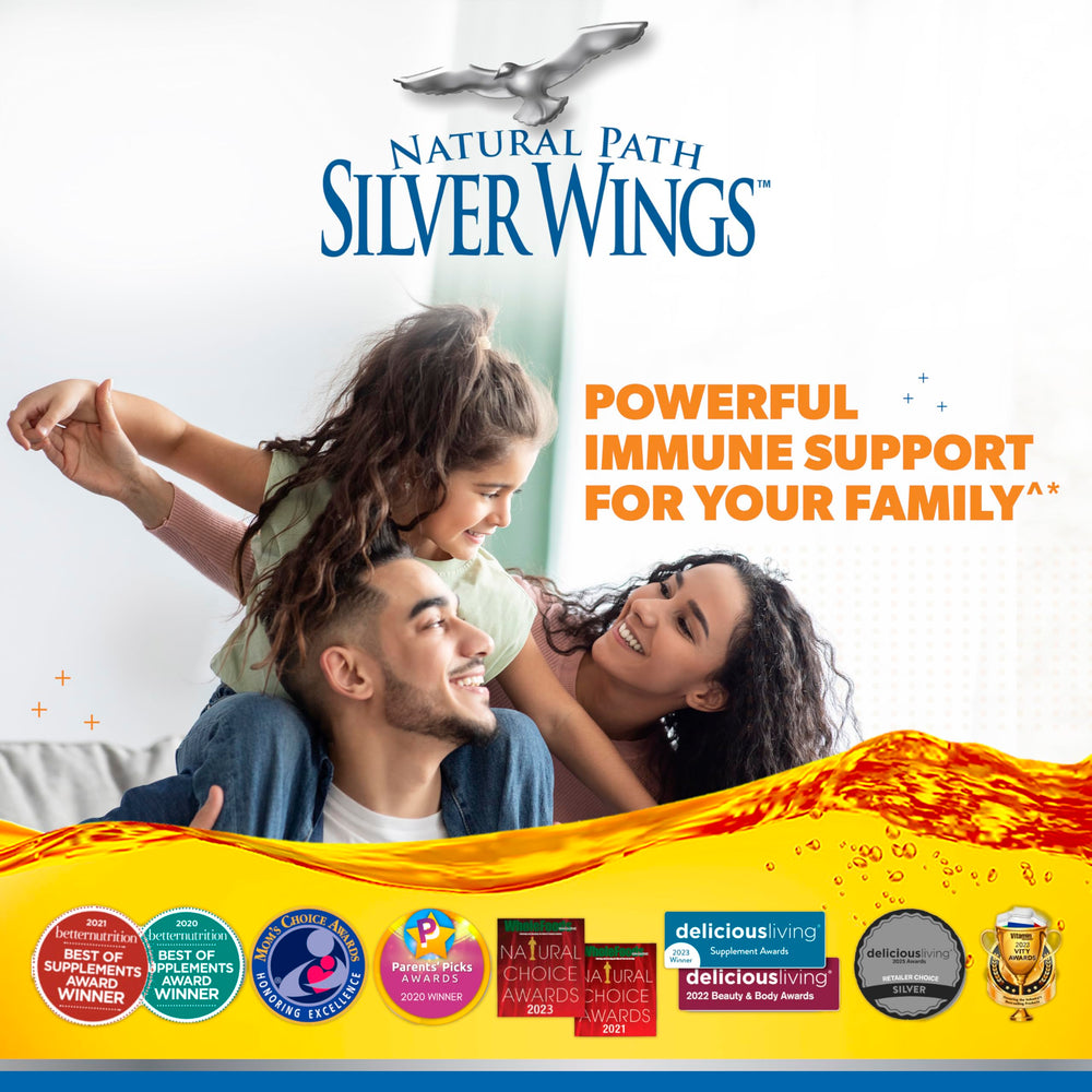 Natural Path Silver Wings colloidal silver product boxed with lab tested quality