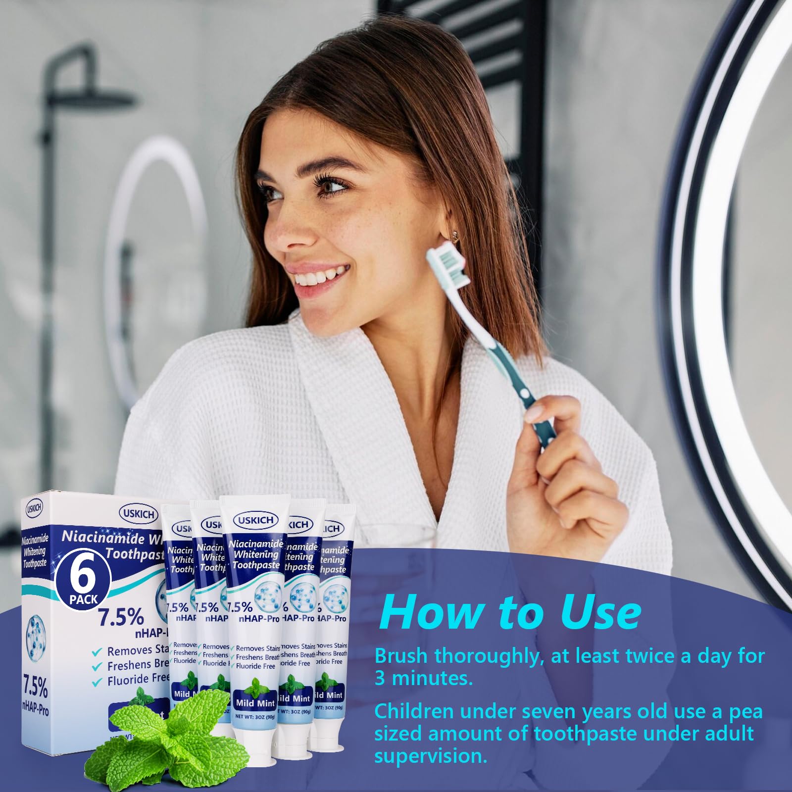 Natural peppermint flavor toothpaste