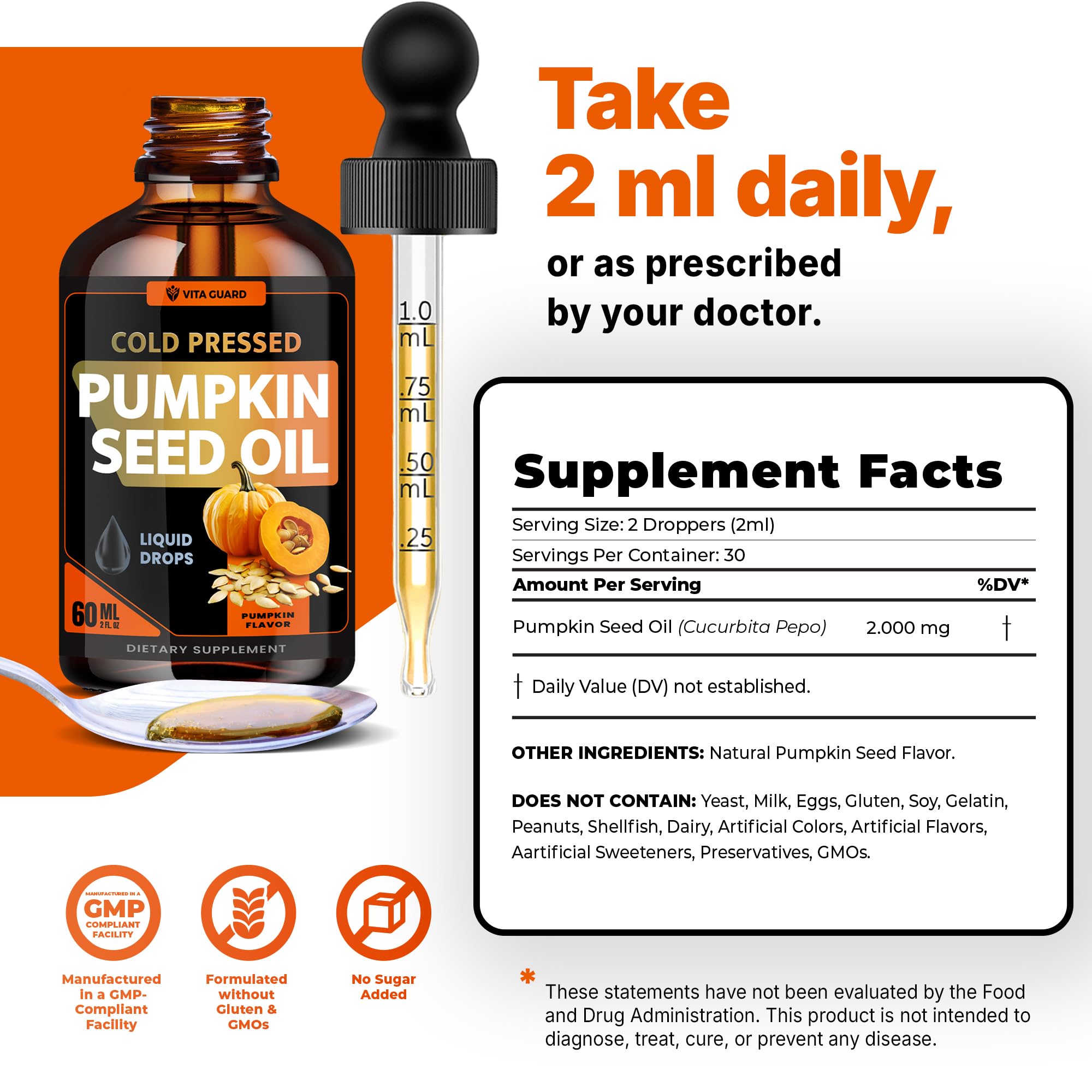 Liquid drops with natural pumpkin flavor