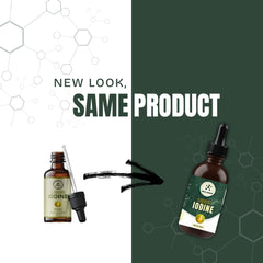Natural, chemical-free iodine drops packaging and labeling