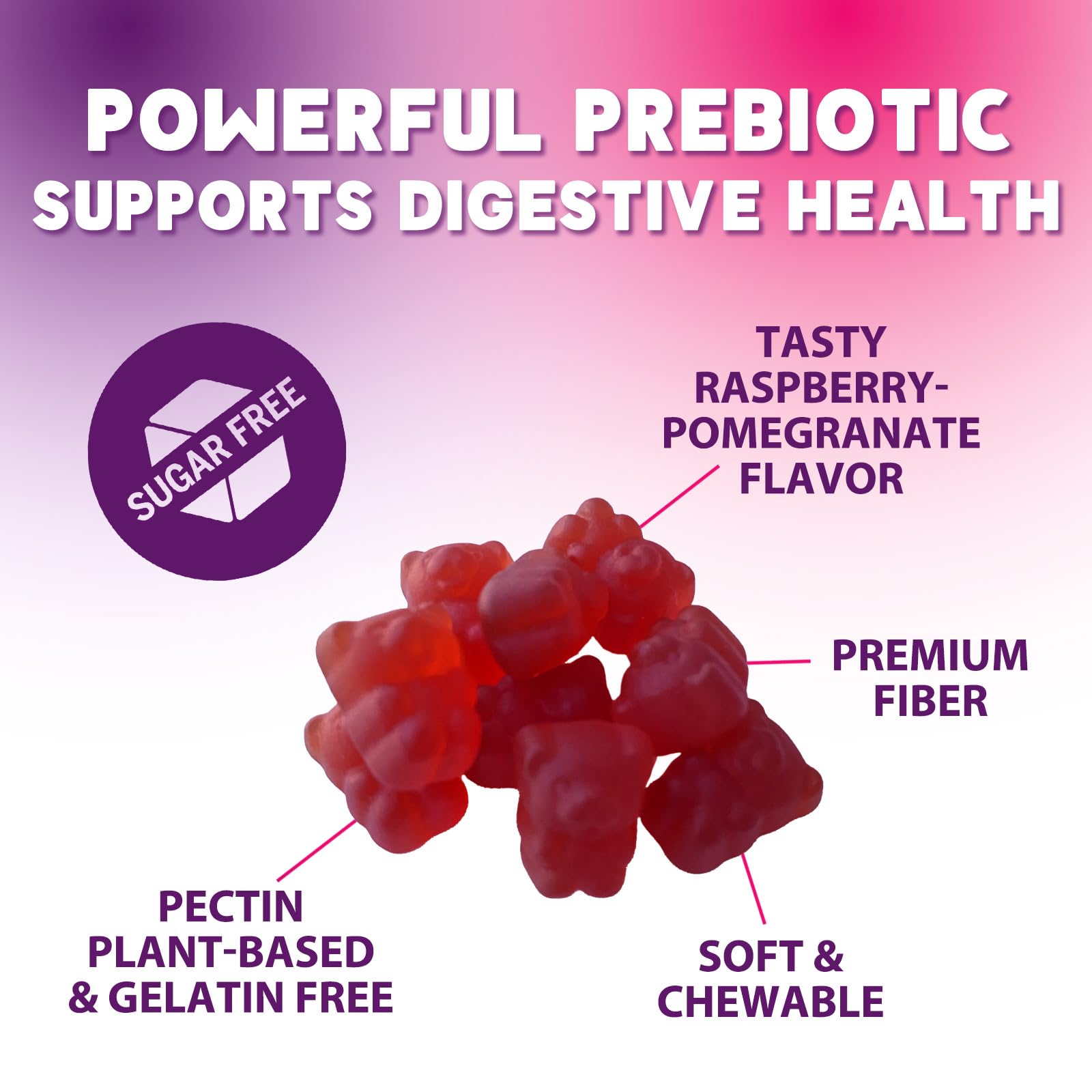 Natural Raspberry flavor gummy for adults