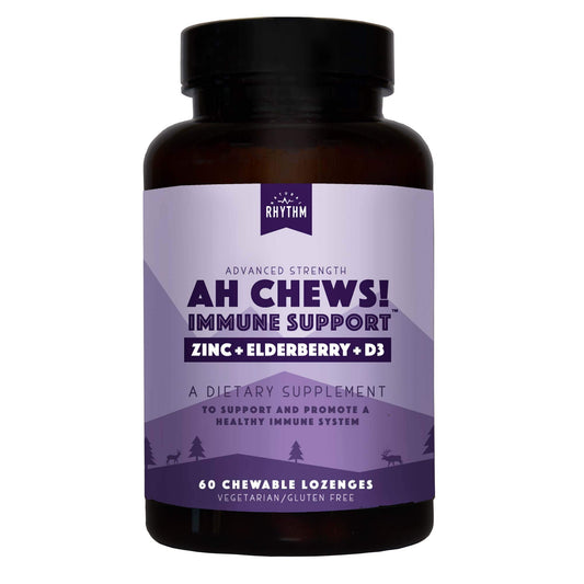 Front packaging of Natural Rhythm Ah Chews! Immune Booster Lozenges