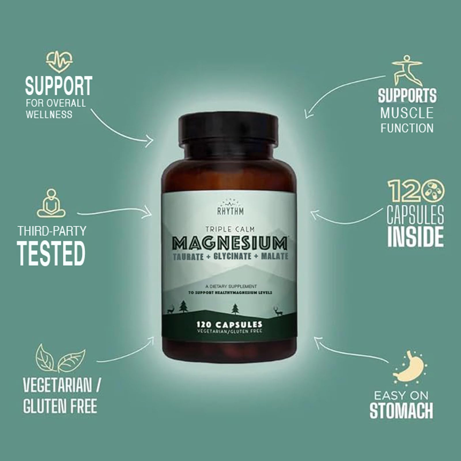 Lifestyle image with magnesium supplement and a glass of water