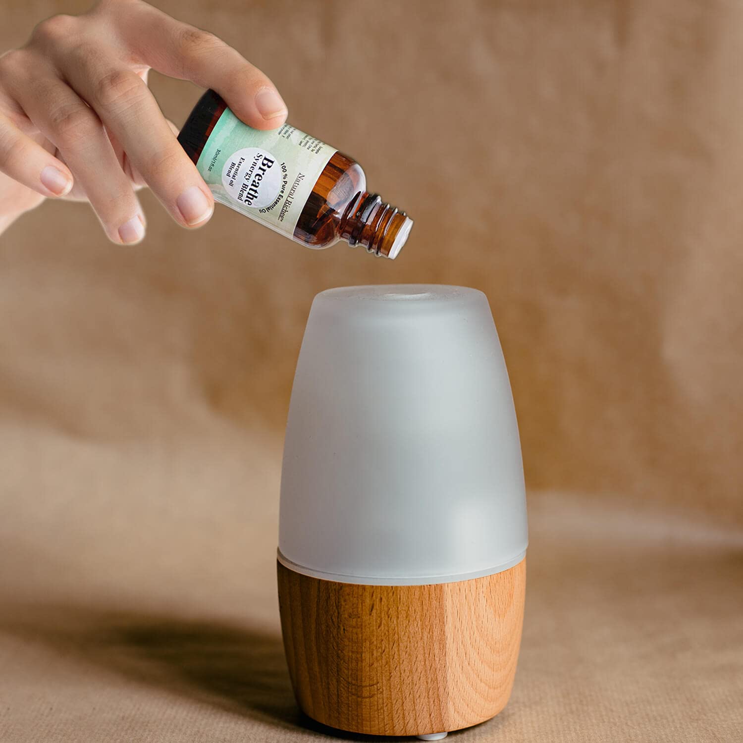 Diffuser-ready image showing Natural Riches Breathe Essential Oil Blend aroma