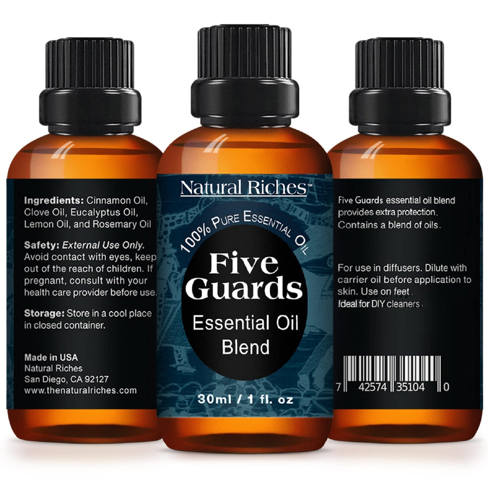 Close-up of Cinnamon, Clove, Eucalyptus, Lemon and Rosemary oils