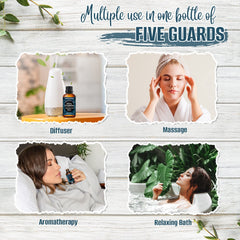 Droppers and carrier oil for diluting Five Guards blend for skin